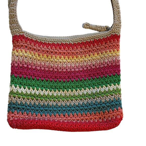 The Sak Rainbow Striped Woven Bag Multicolor Boho Crochet Crossbody Handbag - Picture 3 of 10